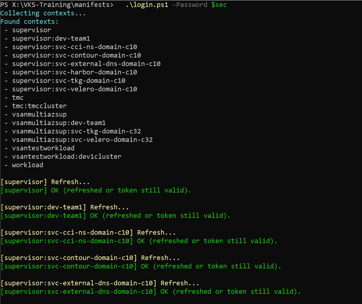 Script output with multiple contexts